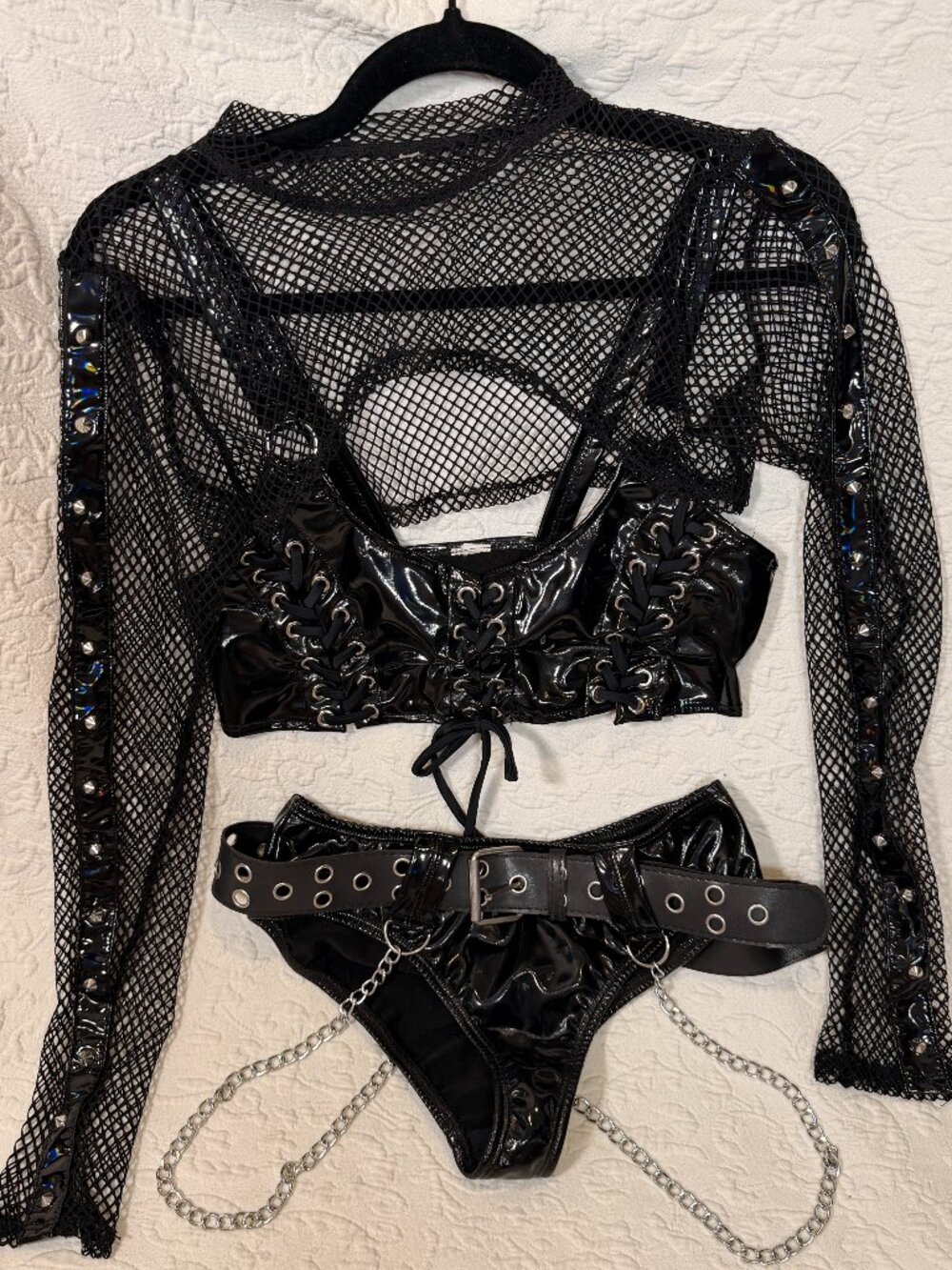 Hustler Apparel Holographic Black Rave Set